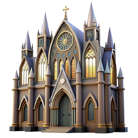 stunning minimalist Gothic Cathedral 3D Render premium png
