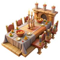 dramatic rustic Medieval Dinner Table 3D Render original png