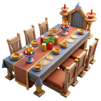 impressive minimalist Medieval Feast 3D Render high resolution png