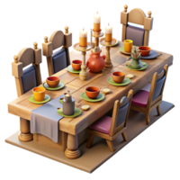 magnificent abstract Medieval Dinner Table 3D Render authentic png