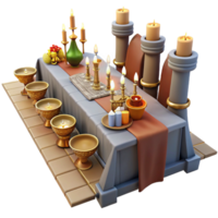 3D Render Festive Table Setting with Candles png