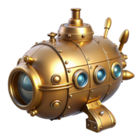 serene minimalist Golden Submarine 3D Render detailed png