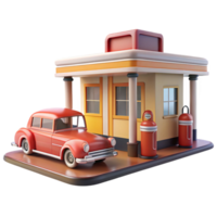 wonderful minimalist Retro Gas Station 3D Render high quality png