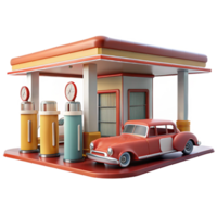 impressive modern Retro Gas Station 3D Illustration original png