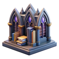 stunning artistic Gothic Library 3D Model authentic png