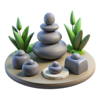 impressive classic Serene 3D Render of Balanced Stones and Plants original png