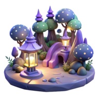 stunning minimalist Enchanted 3D Forest Scene authentic png