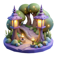 serene artistic Enchanted 3D Garden Path Illustration detailed png