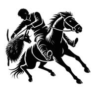 A man riding a horse with a sheep in his hand vector