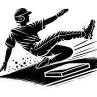 Baseball player sliding into base clipart vector