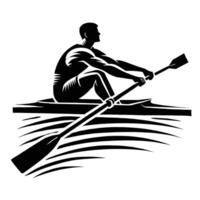 A man rowing in a boat on a white background vector