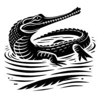 An alligator is swimming in the water vector