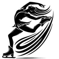 A silhouette of a woman skating on ice vector