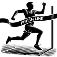 A runner is running on the finish line vector