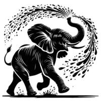An elephant spraying water on a white background vector