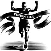 A runner running with a finish line vector