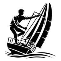 Sailor on a sailboat vector