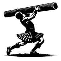 A man in a kilt carrying a large log vector