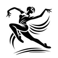 A black and white silhouette of a dancer vector