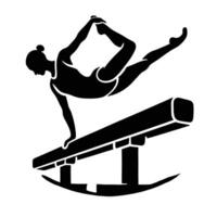 A woman doing a balance beam on a beam vector