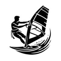A man windsurfing on a wave vector