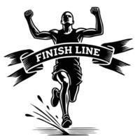 A runner is running with a finish line logo vector