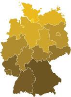Germany Maps with Yellow Monochrome Color for District Borders Europe Country vector