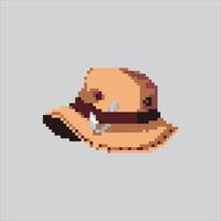 Pixel art illustration Fishing Hat. Pixelated Bucket Hat. Fishing Bucket Hat Icon pixelated for the pixel art game and icon for website and game. vector