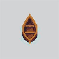 Pixel art illustration Fishing Boat. Pixelated Fishing Canoe. Fishing Boat Canoe Icon pixelated for the pixel art game and icon for website and game. vector