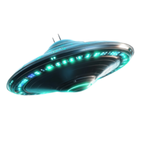 Futuristic Metallic Spaceship With Glowing Lights Isolated on Transparent Background png