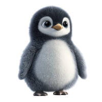 Adorable Baby Penguin Fluffy Feathers Cute Bird Isolated on Transparent Background png