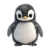 Adorable Fluffy Baby Penguin Posing Cutely Isolated on Transparent Background png