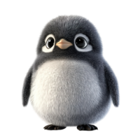 Adorable Fluffy Baby Penguin Chick Portrait Isolated on Transparent Background png