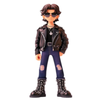 Stylish 3D Render of a Cool Rocker Boy Isolated on Transparent Background png