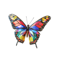 A vibrant metallic butterfly with colorful wings, Isolated on Transparent Background png