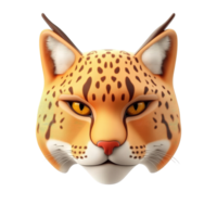 A stylized bobcat face illustration with orange fur, Isolated on Transparent Background png