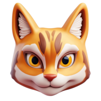 Adorable Orange Cat Face Three Dimensional Render Isolated on Transparent Background png