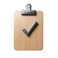 Wooden Clipboard Showing Check Mark Complete Task Isolated on Transparent Background png