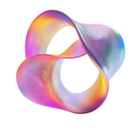 Abstract iridescent swirling ribbon forms a loop Isolated on Transparent Background png