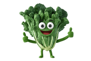 Happy Bok Choy Character Giving Thumbs Up Isolated on Transparent Background png