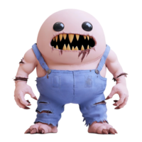 A monstrous creature wears torn overalls Isolated on Transparent Background png