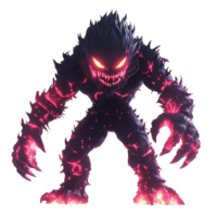 Fiery Lava Monster Roars with Sharp Claws Isolated on Transparent Background png