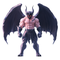 Powerful Demon With Large Wings Stands Tall Isolated on Transparent Background png