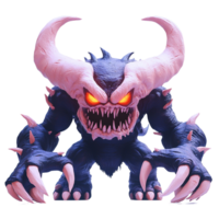 A Fierce Monster With Large Horns And Claws Isolated on Transparent Background png