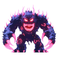 Fiery Demon Monster with Glowing Claws and Horns Isolated on Transparent Background png