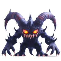 Fierce demonic creature with glowing eyes and sharp claws, Isolated on Transparent Background png