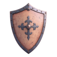 Medieval Knights Shield with Fleur De Lis Design Isolated on Transparent Background png