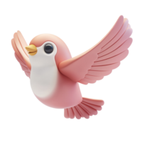 A Pink Cartoon Bird Soaring In Flight Isolated on Transparent Background png