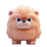 Angry Fluffy Orange Bear Cub 3D Render Isolated on Transparent Background png