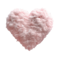 Fluffy Pink Heart Shaped Fur Pillow Isolated on Transparent Background png